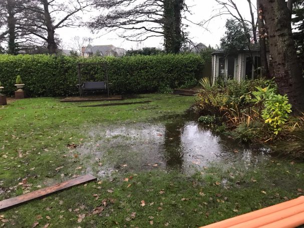 flooded garden before